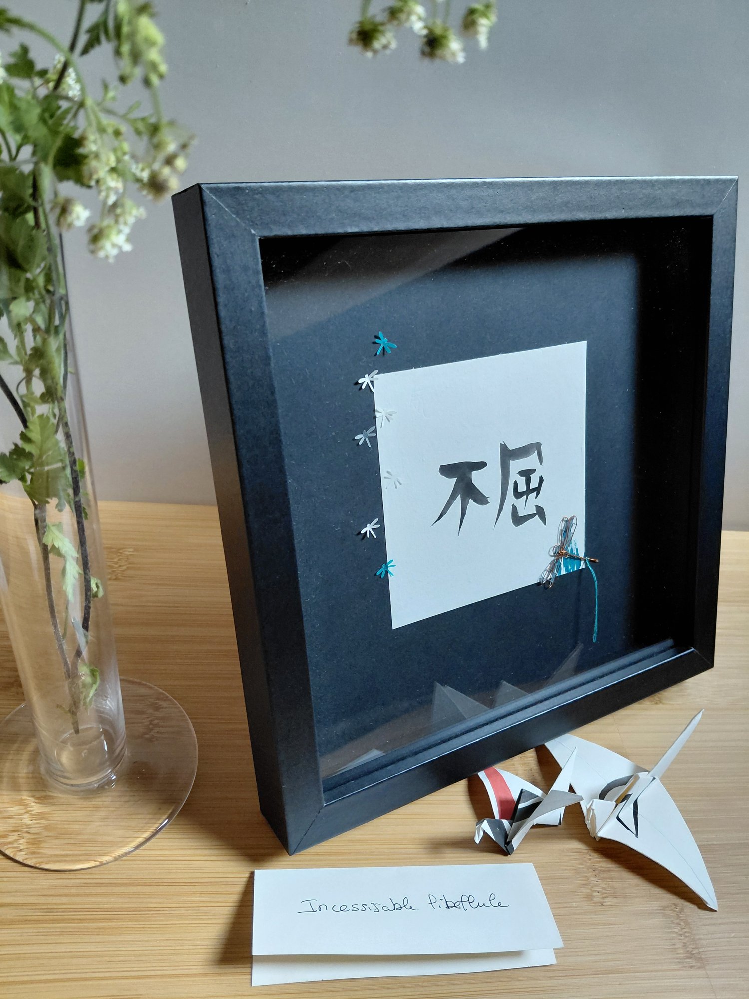 Tableau calligraphie kanji - Incessisable libellule