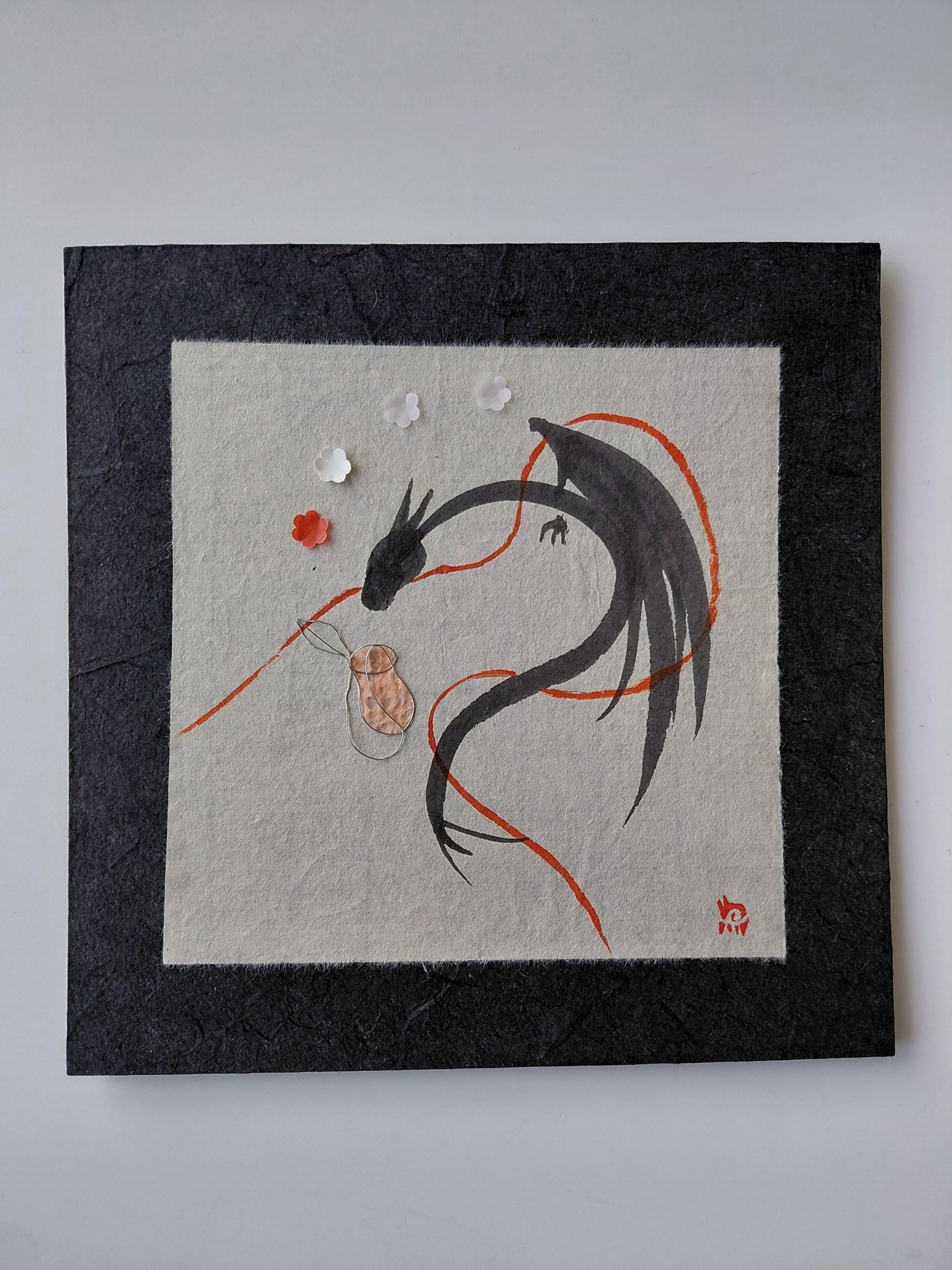 Tableau calligraphie dragon - Le joug du Nepenthes