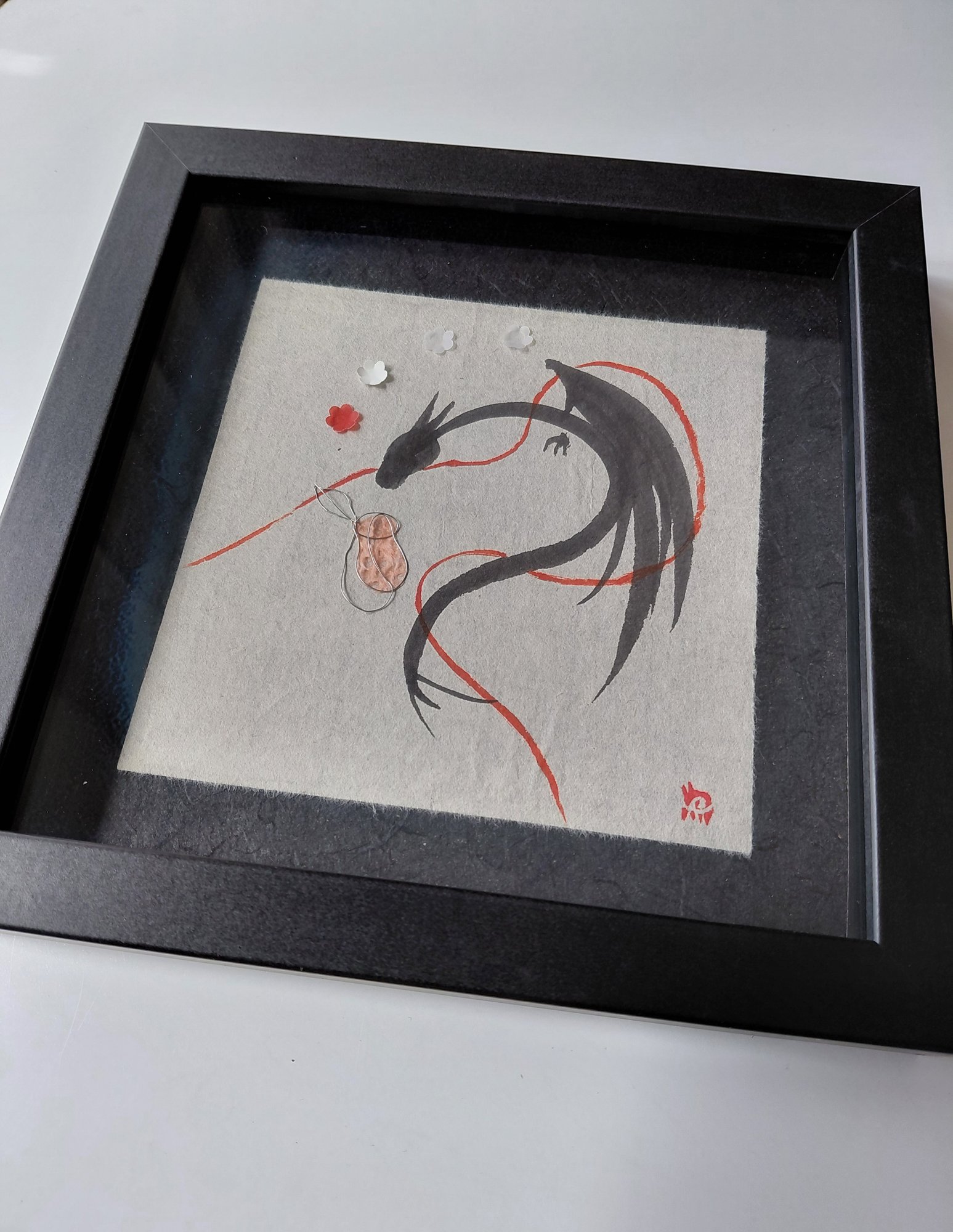 Tableau calligraphie dragon - Le joug du Nepenthes