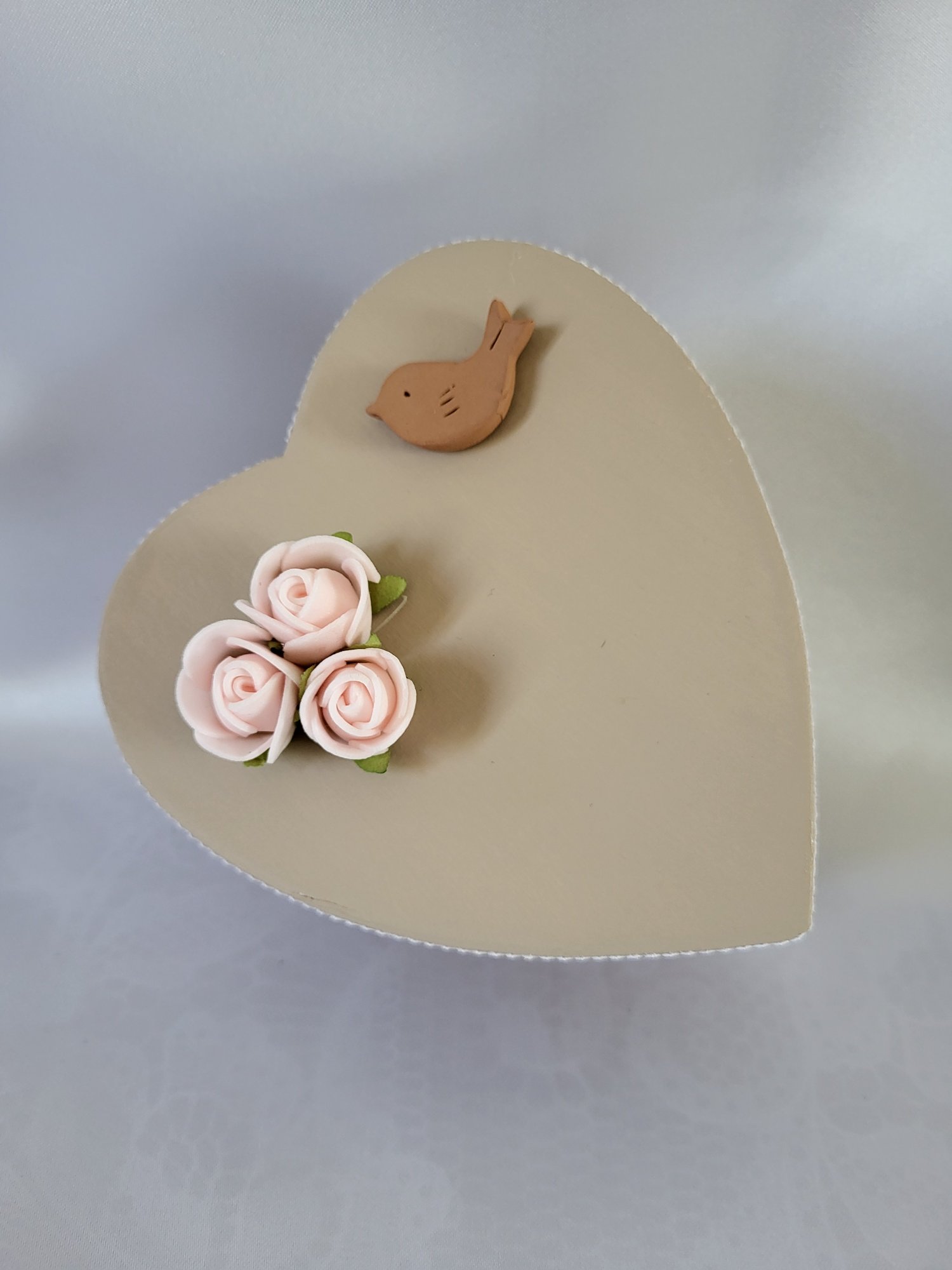 "Mon Amour" Boîte cœur romantique shabby chic beige rosé
