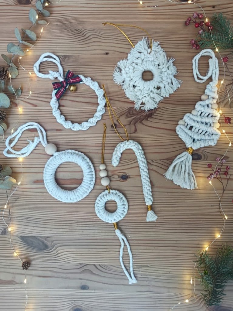 Lot de 6 décorations de Noël  Écru /Or