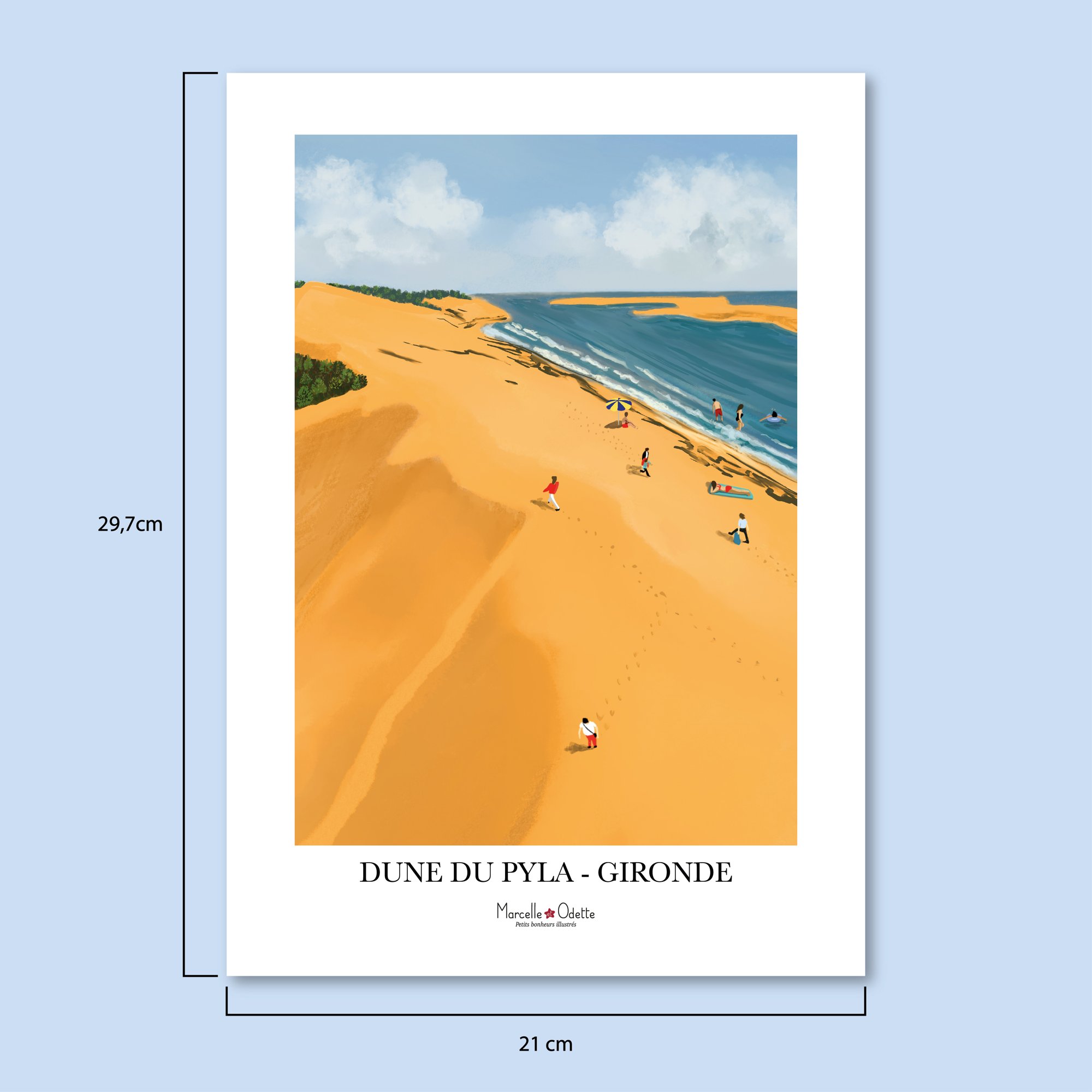 Affiche paysage contemporain "Dune du Pyla" , Gironde, Nouvelle-Aquitaine, France