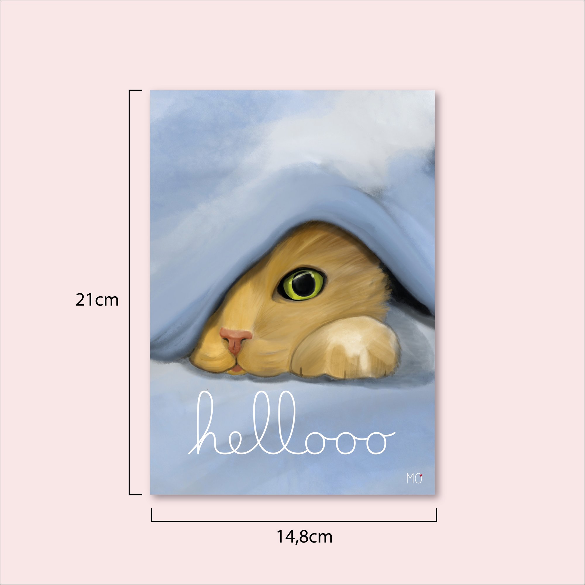 Affiche chat mignon "hello"