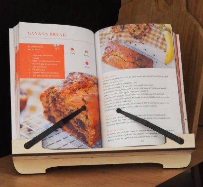 support livre de cuisine, support livre recette, pupitre cuisine, porte livre cuisine, décoration cuisine bois, organisation cuisine