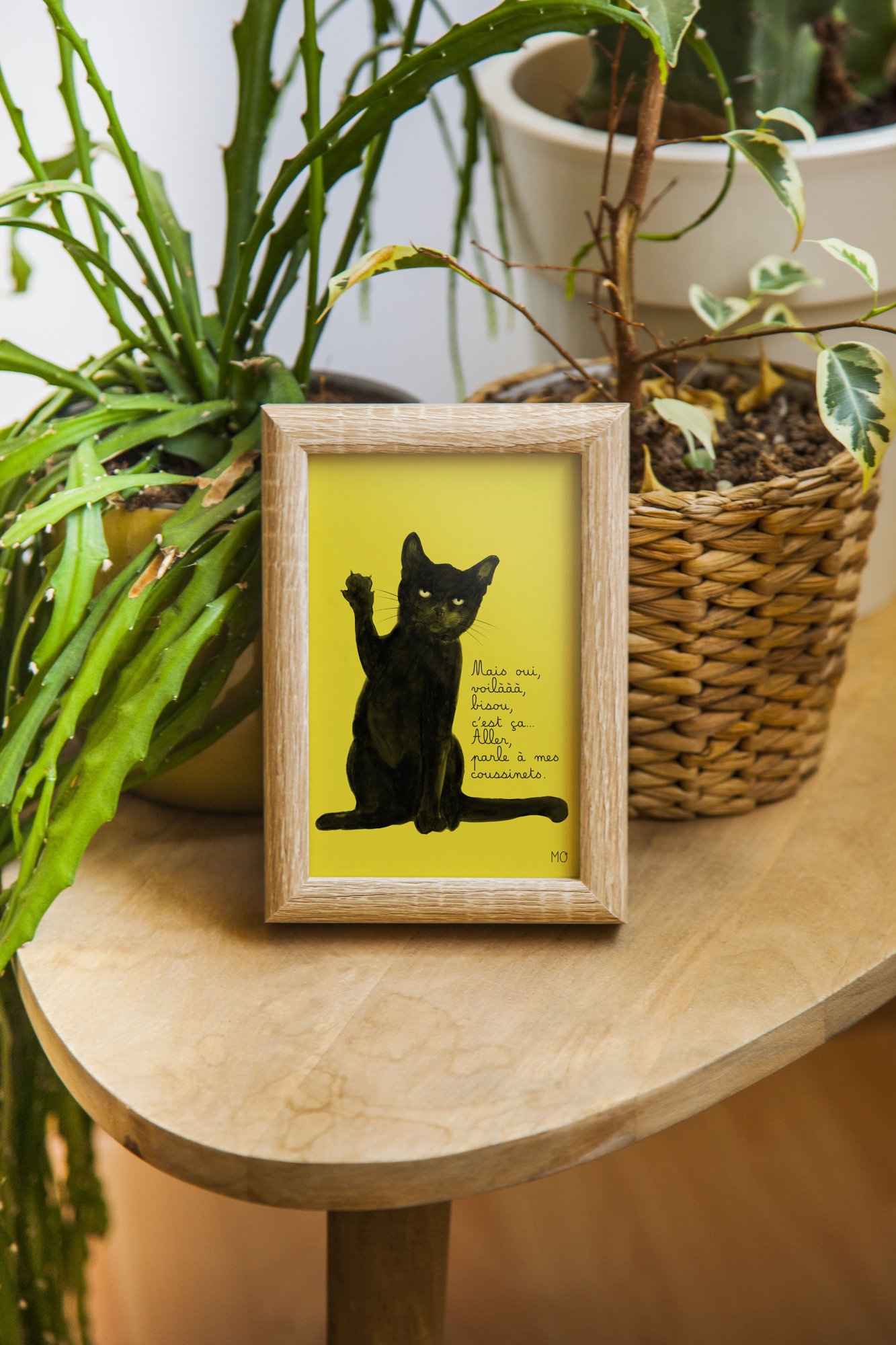 Affiche chat drôle "Parle à mes coussinets"