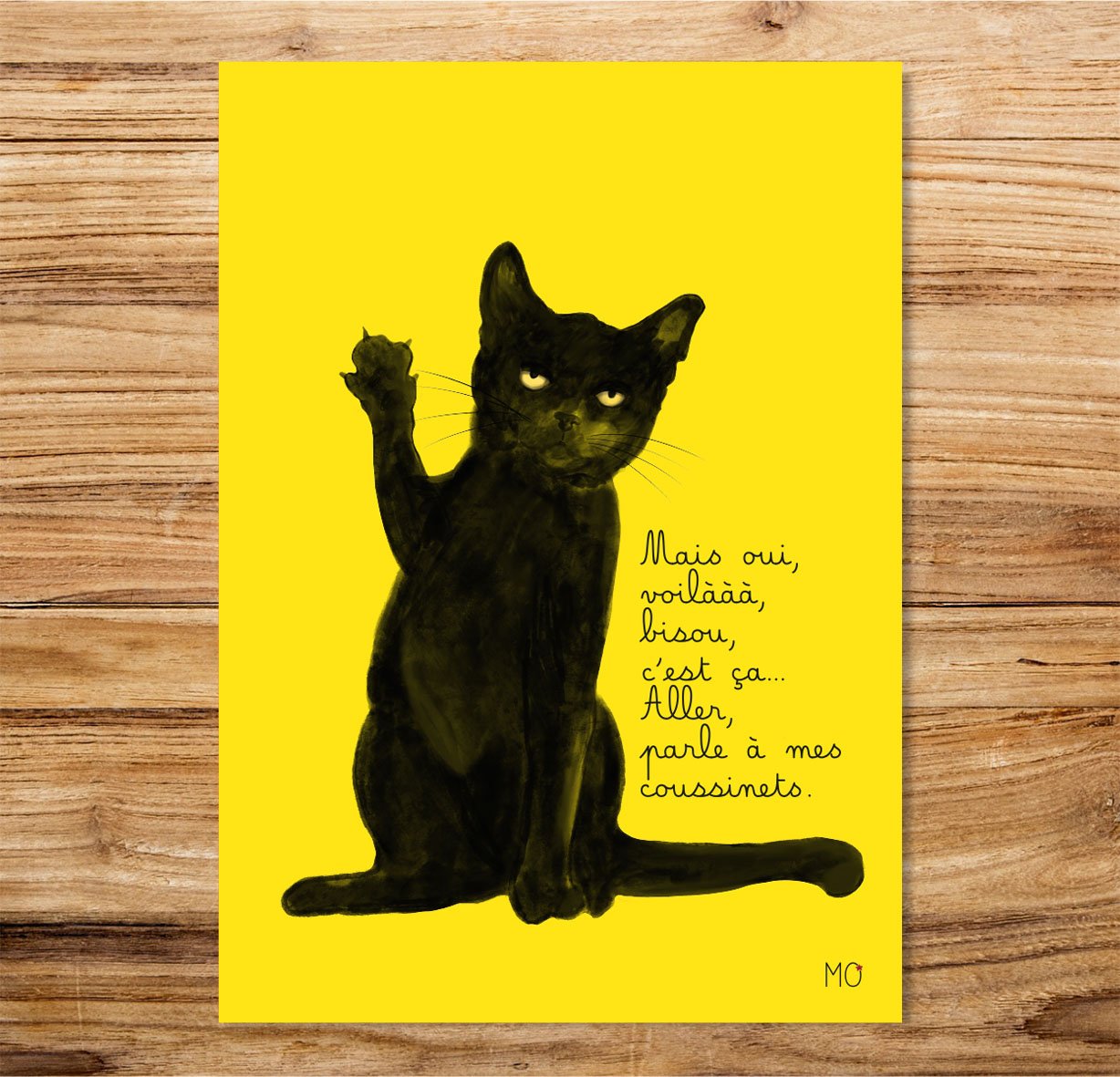 Affiche chat drôle "Parle à mes coussinets"