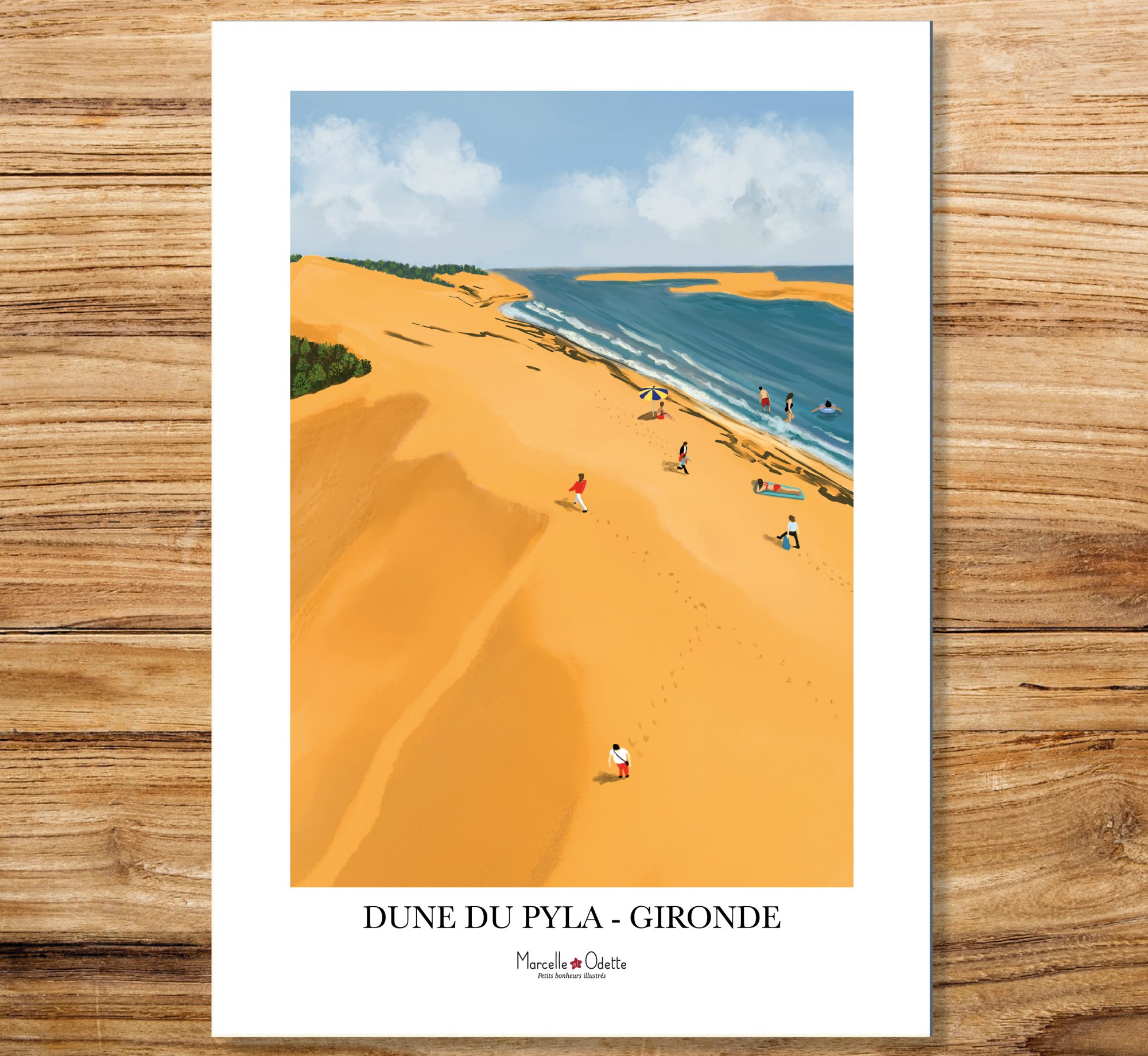 Affiche paysage contemporain "Dune du Pyla" , Gironde, Nouvelle-Aquitaine, France