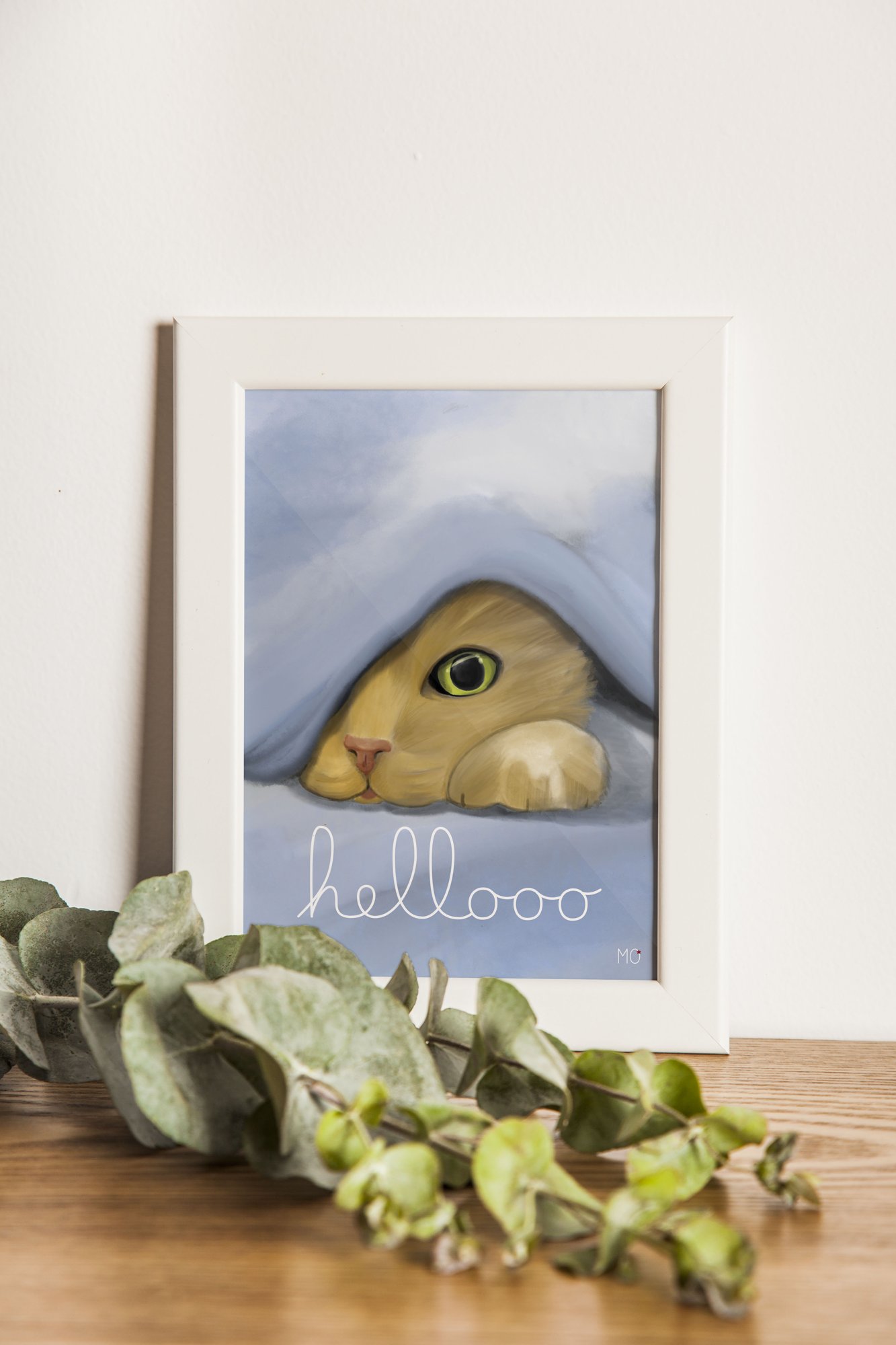 Affiche chat mignon "hello"