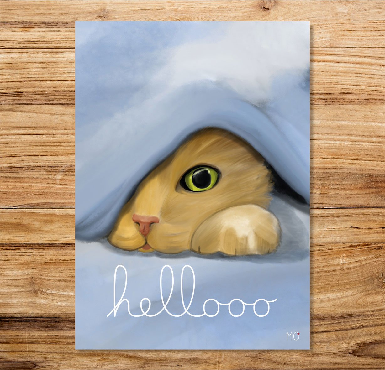 Affiche chat mignon "hello"
