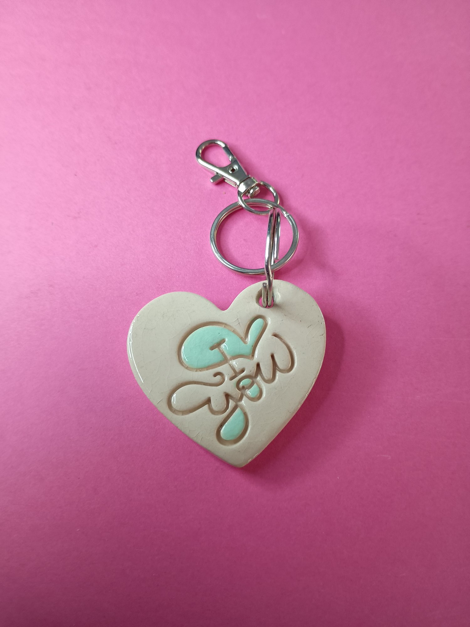 porte-clés Cœur "I <3 you" vert pistache
