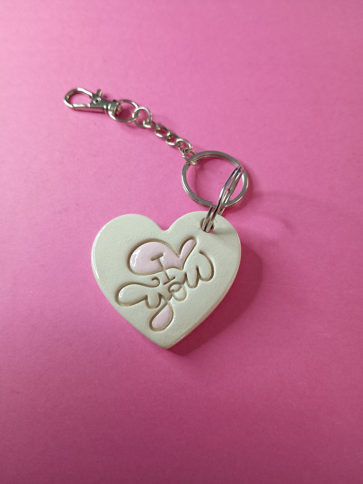 porte-clés Cœur "I <3 you" rose