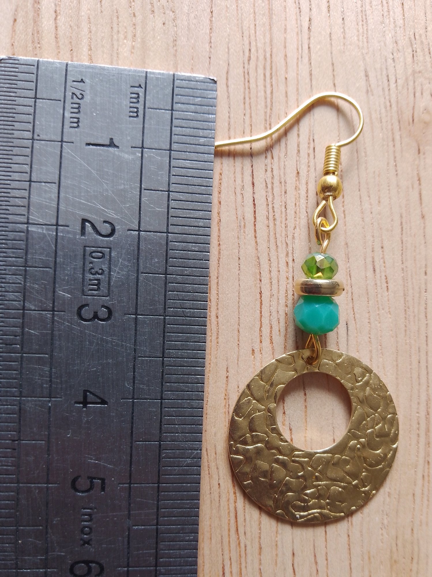 Boucles d'oreilles vert et doré