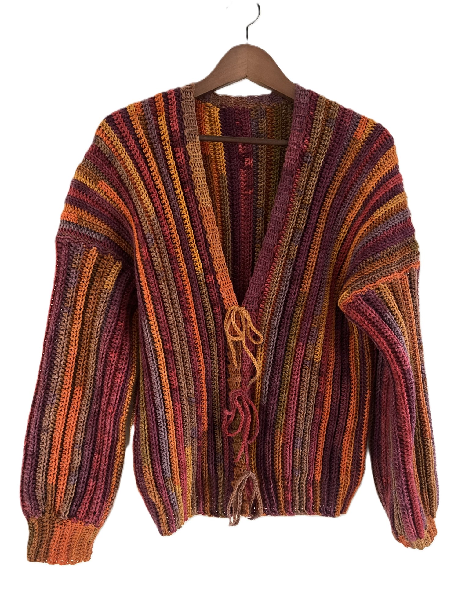 Veste cardigan gilet bohème au crochet multicolore