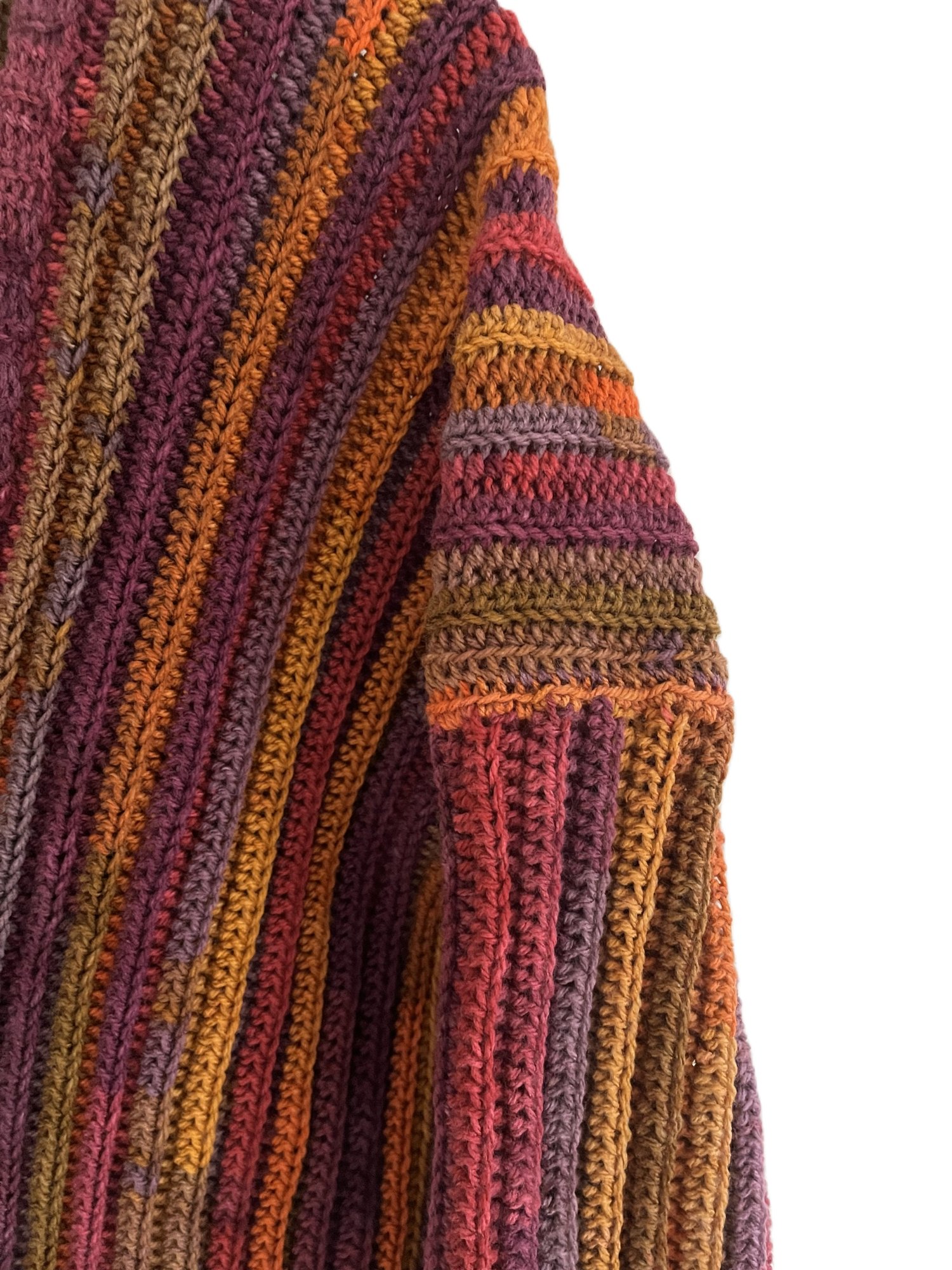 Veste cardigan gilet bohème au crochet multicolore