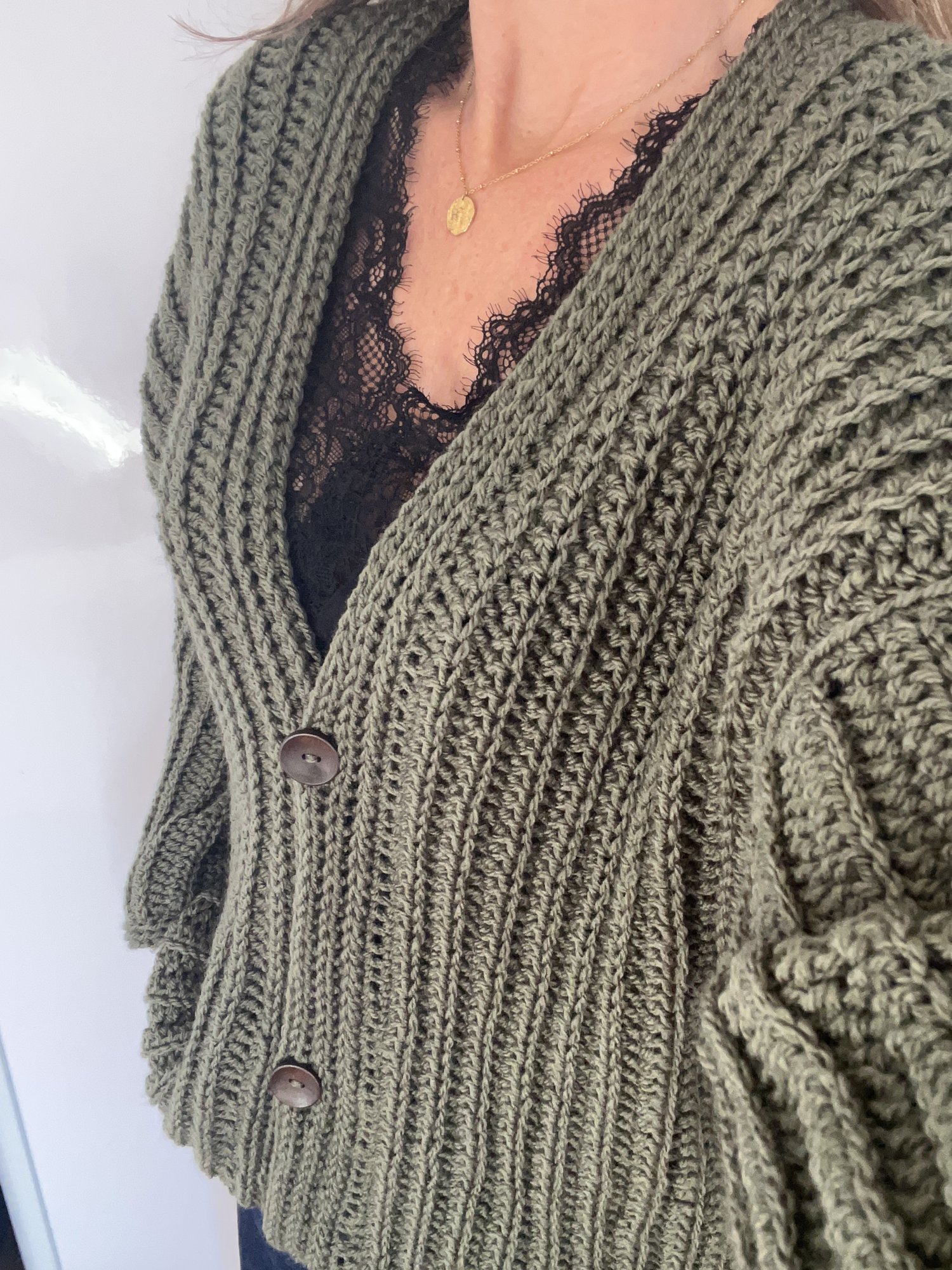 Cardigan veste oversize longue au crochet fait main