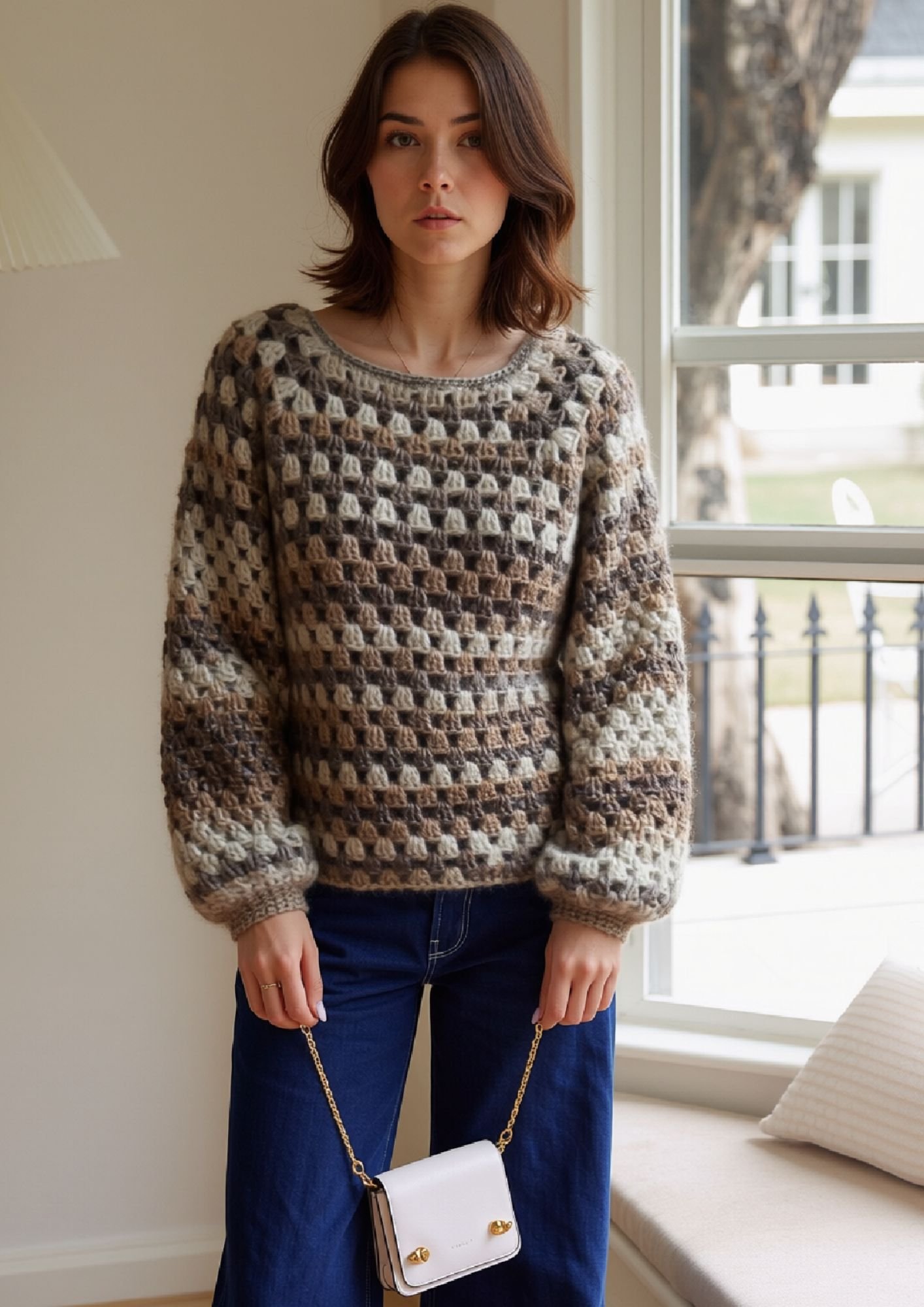 Pull granny au crochet pull mohair - Pull au crochet fait main – Pull bohème style mohair –  Handmade crochet sweater