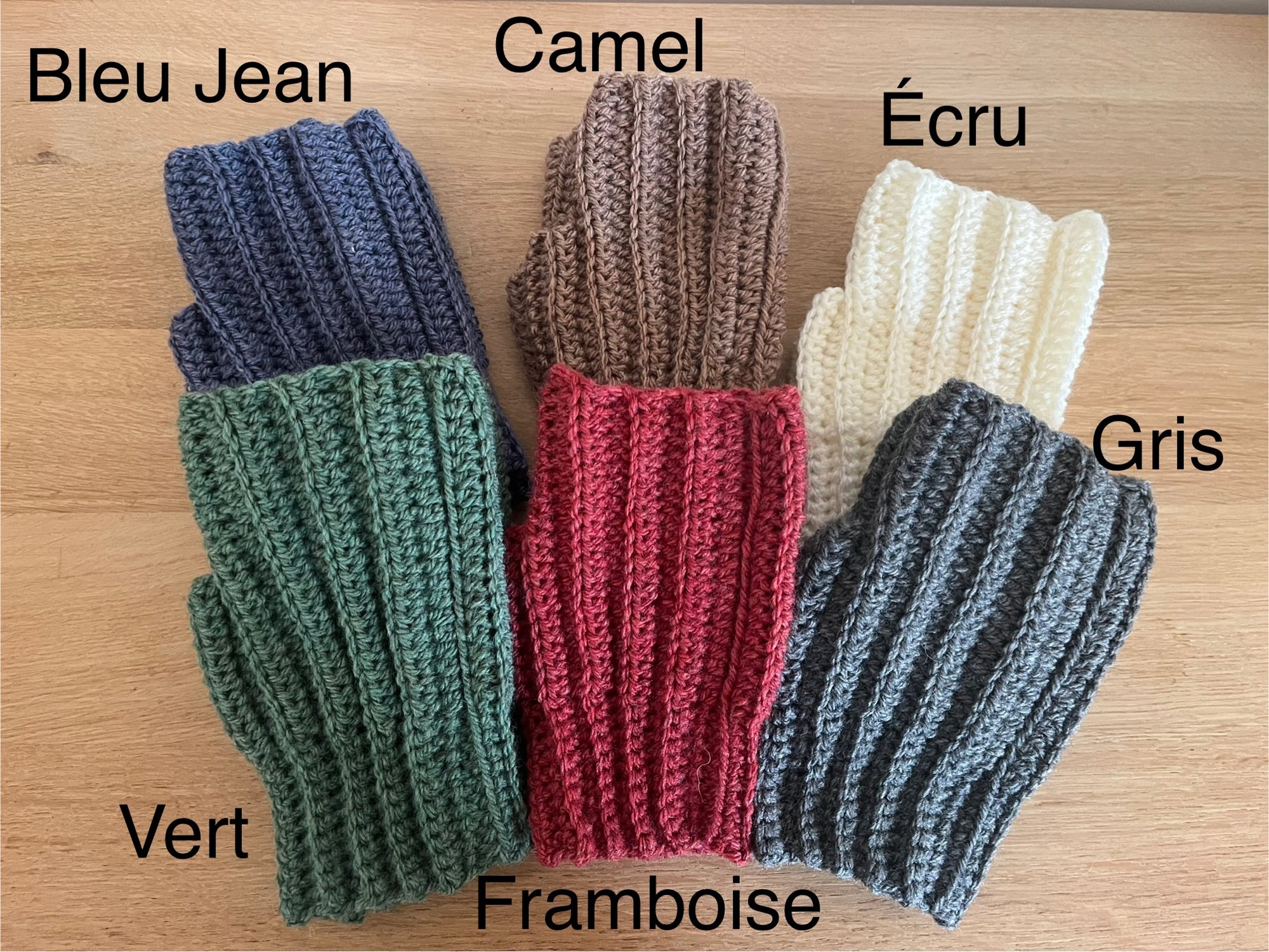 Mitaines au crochet, gants au crochet, mitaines bohème framboise