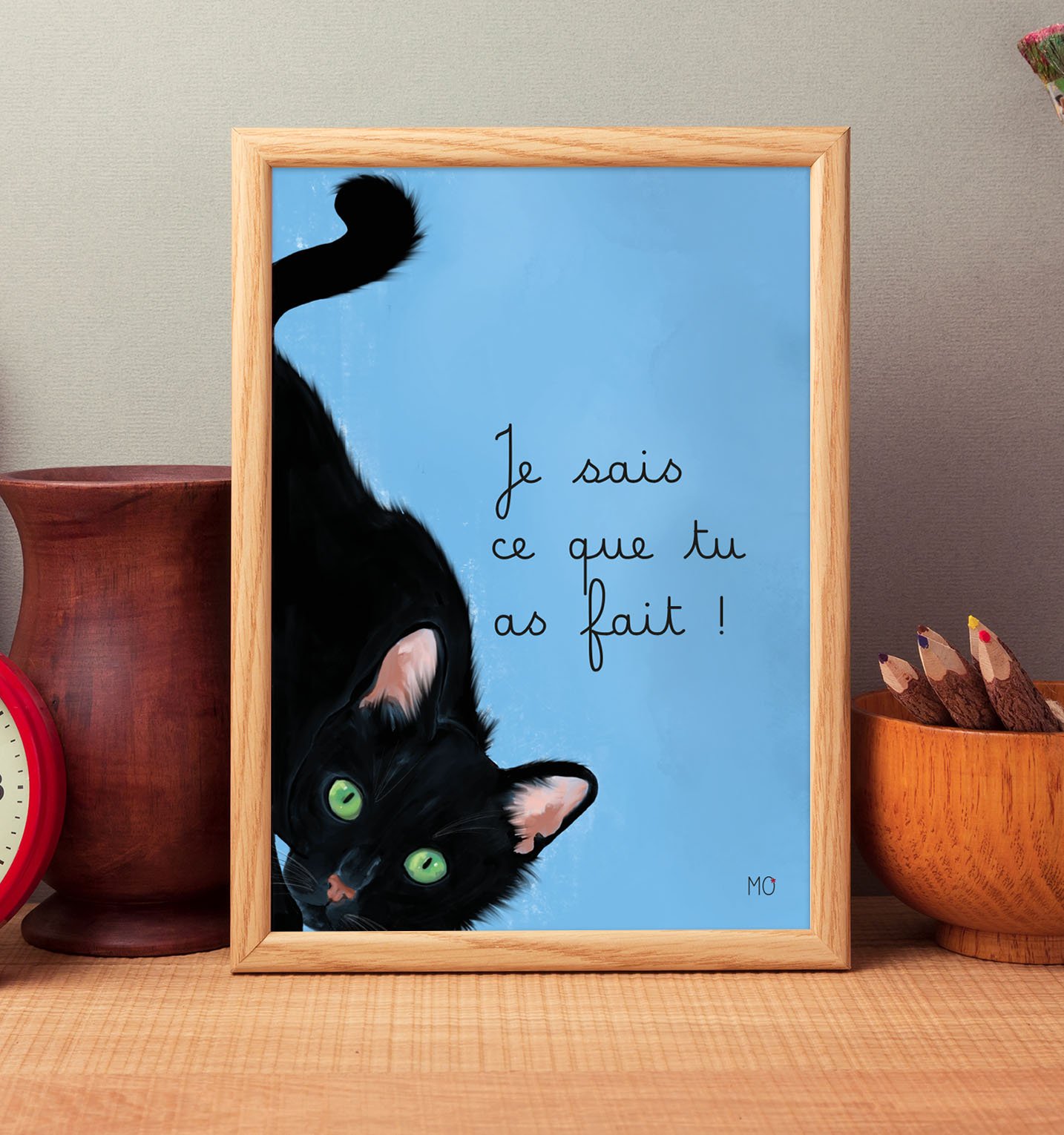 Affiche chat amusante "Je sais ce que tu as fait !"