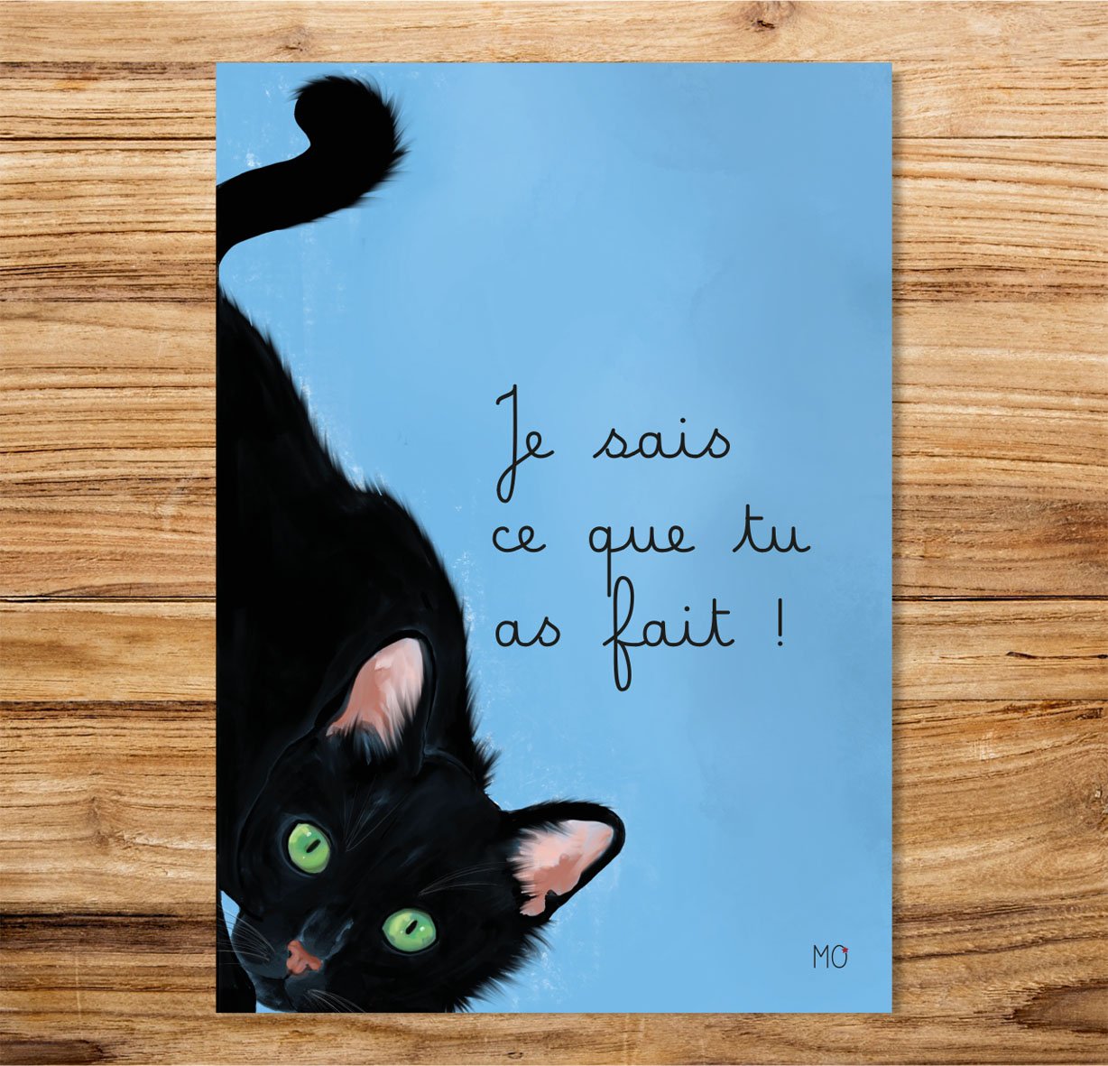 Affiche chat amusante "Je sais ce que tu as fait !"