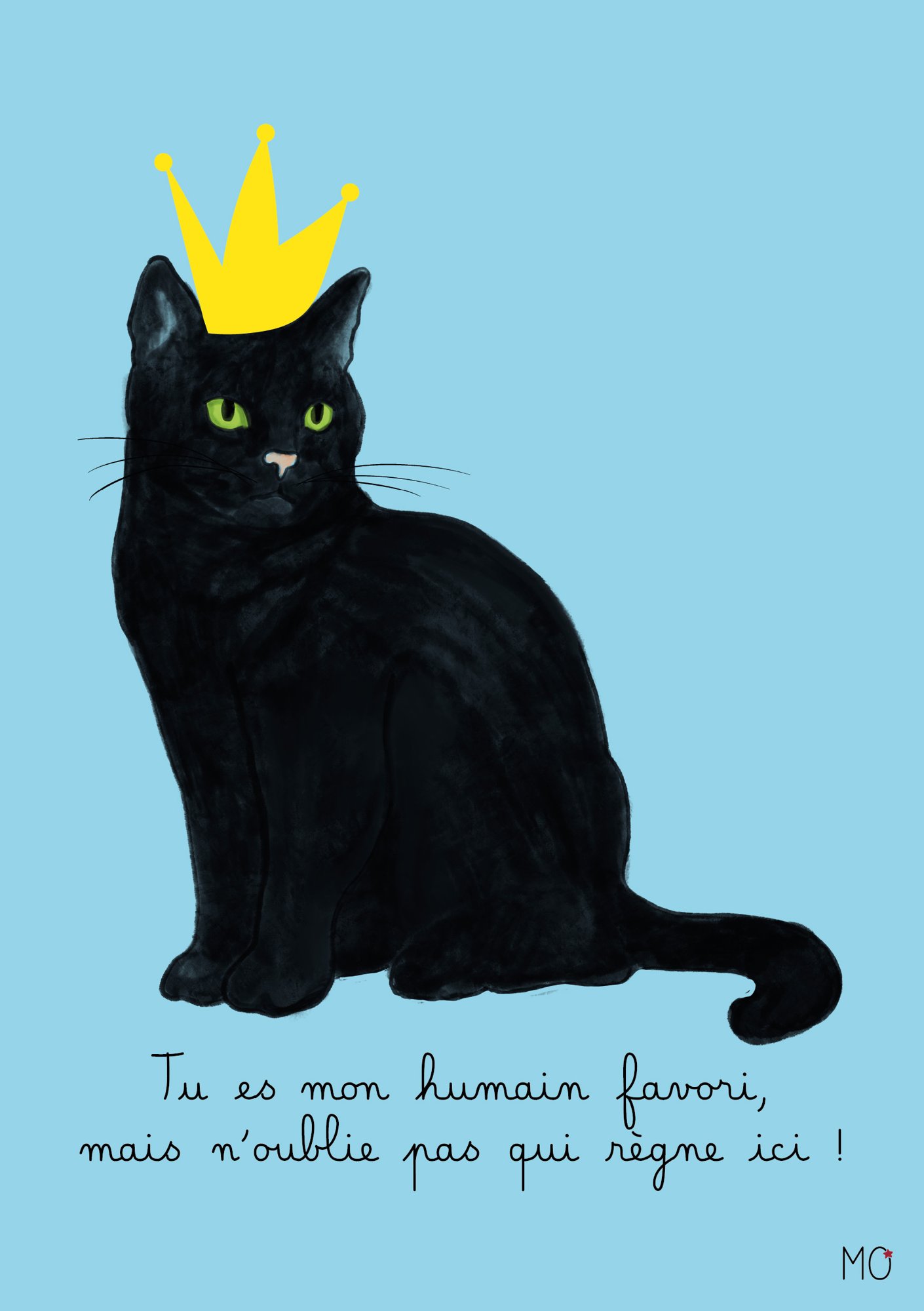 Affiche chat noir amusante "Le Roi"