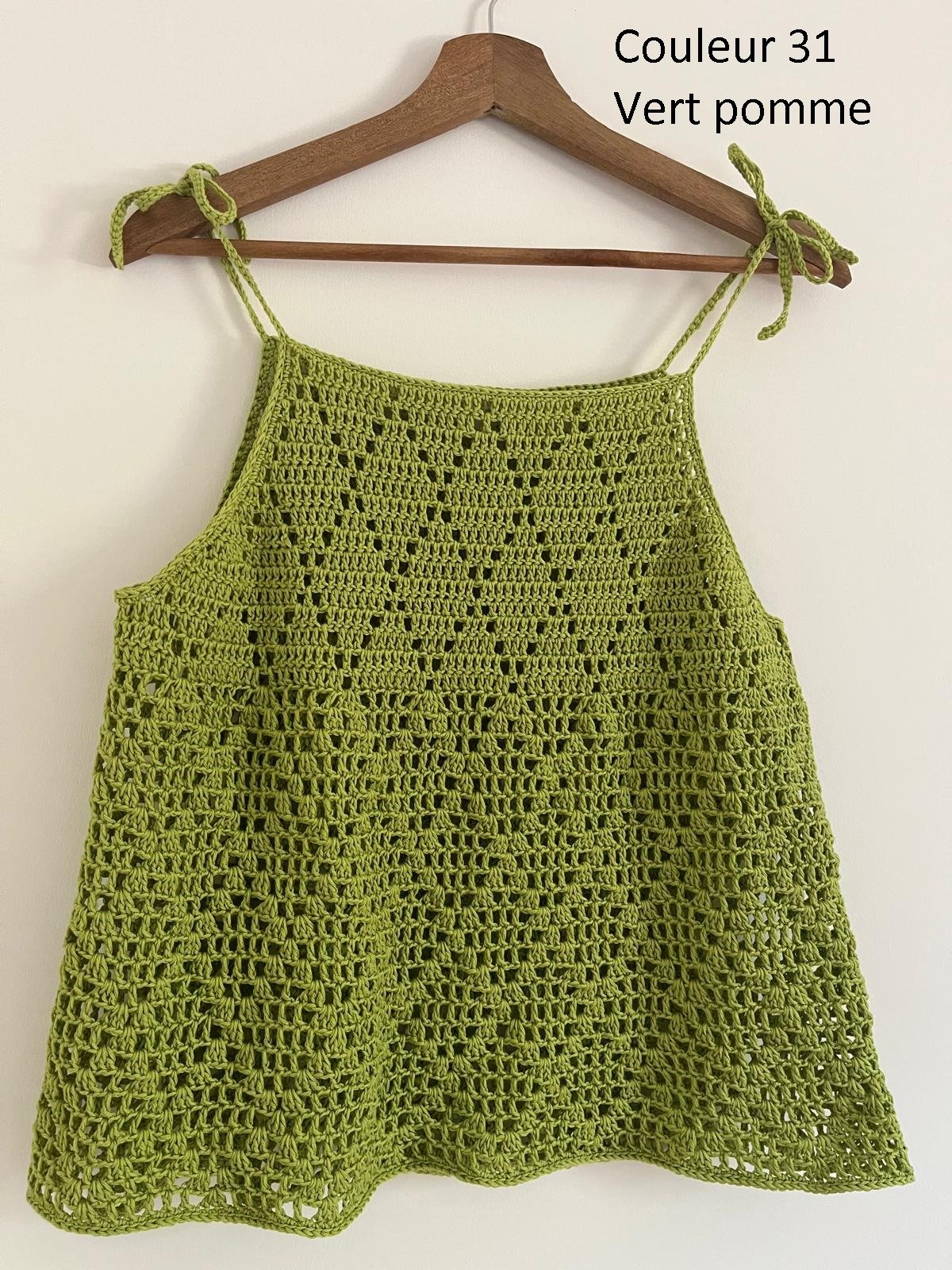 débardeur, crop, haut d'été bohème au crochet en coton