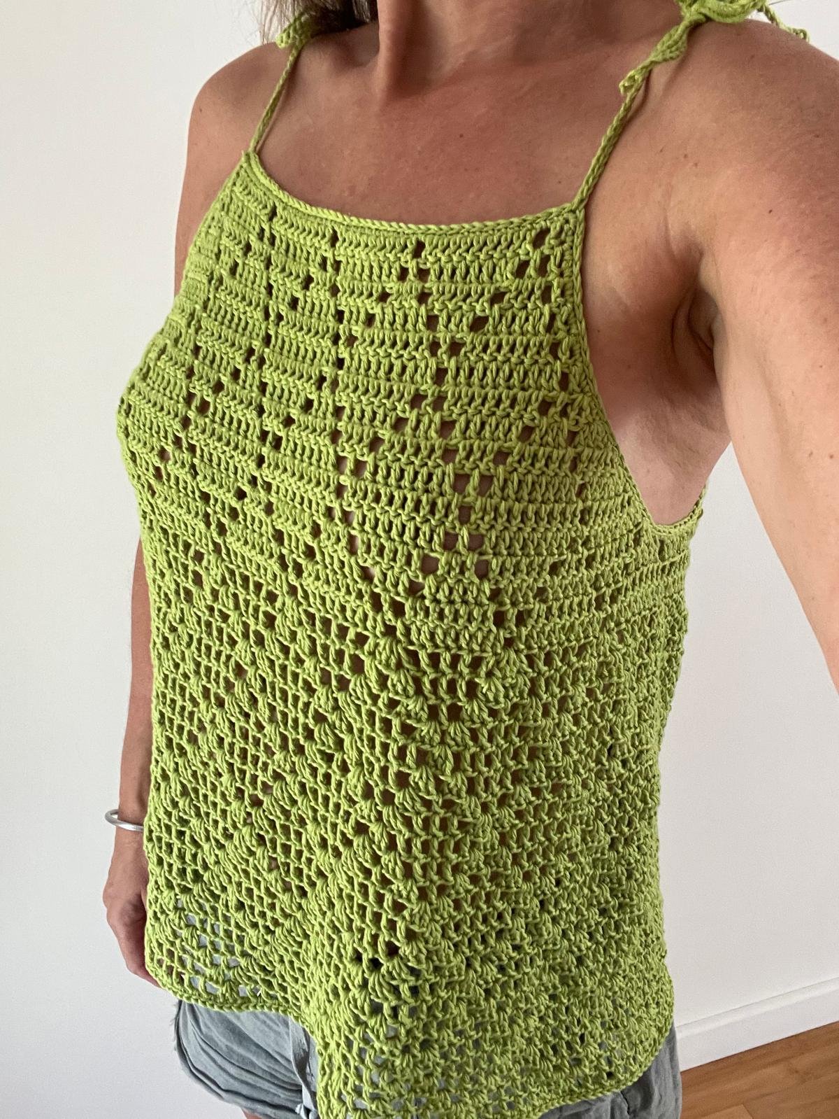 débardeur, crop, haut d'été bohème au crochet en coton