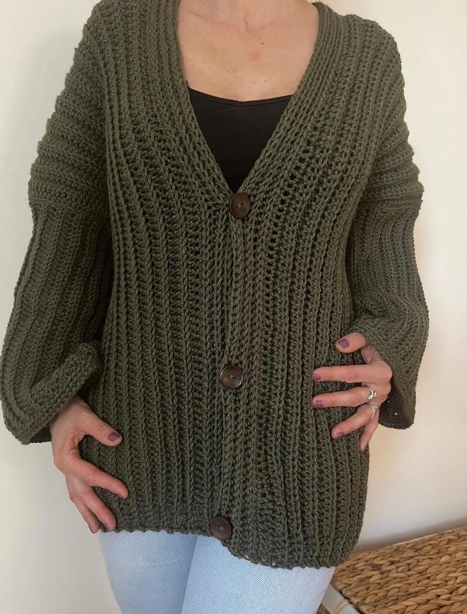 Cardigan veste oversize longue au crochet fait main