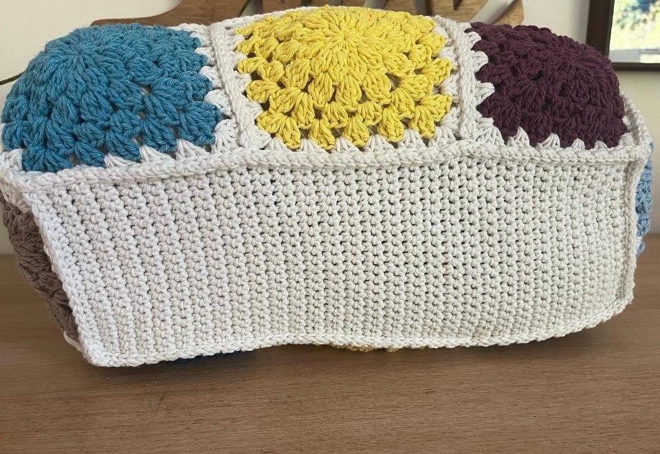 sac fourre tout sac cabas crochet carré grand mère sac de plage coton