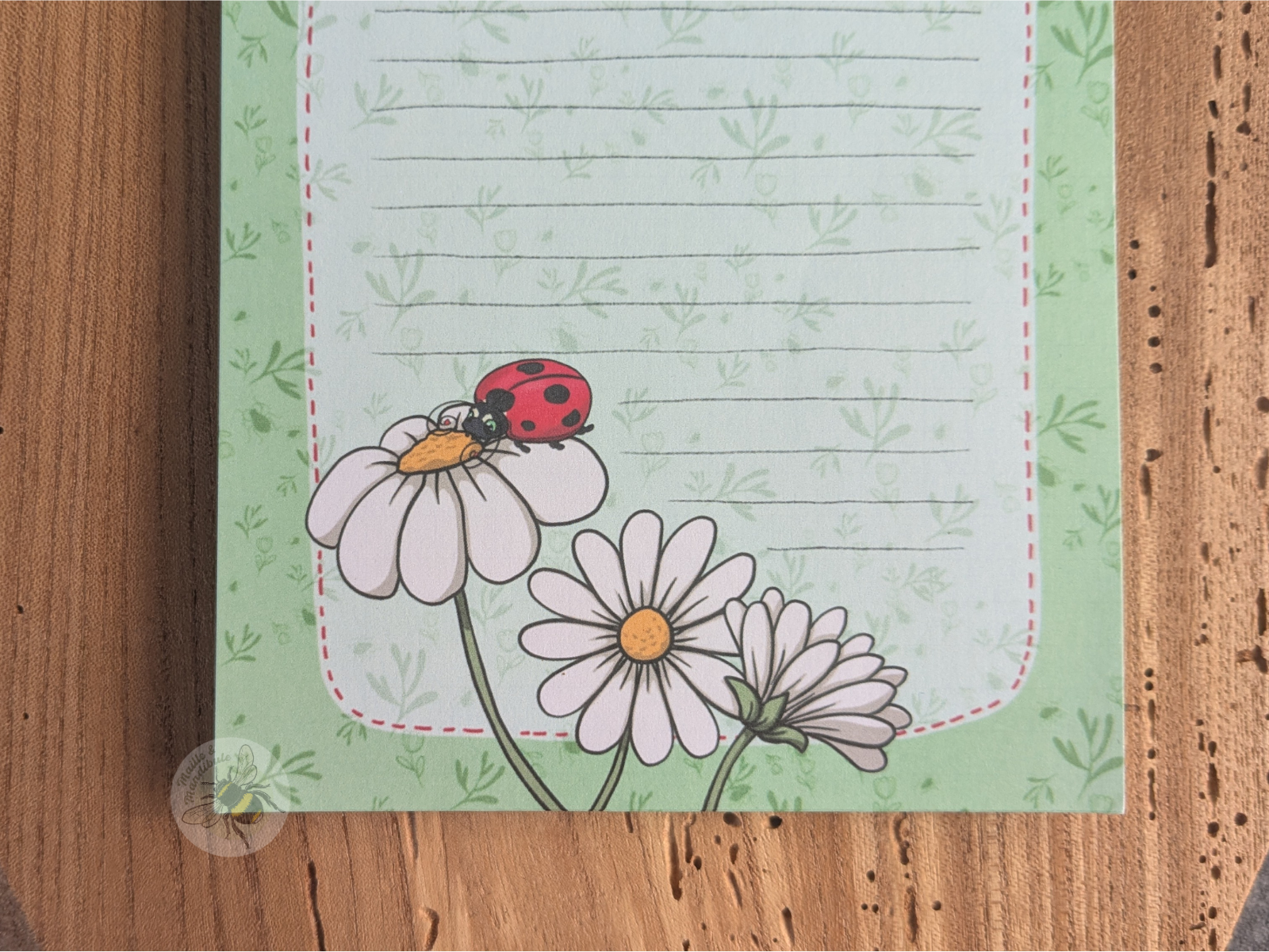 Bloc-notes coccinelle - Papeterie insecte imprimée localement