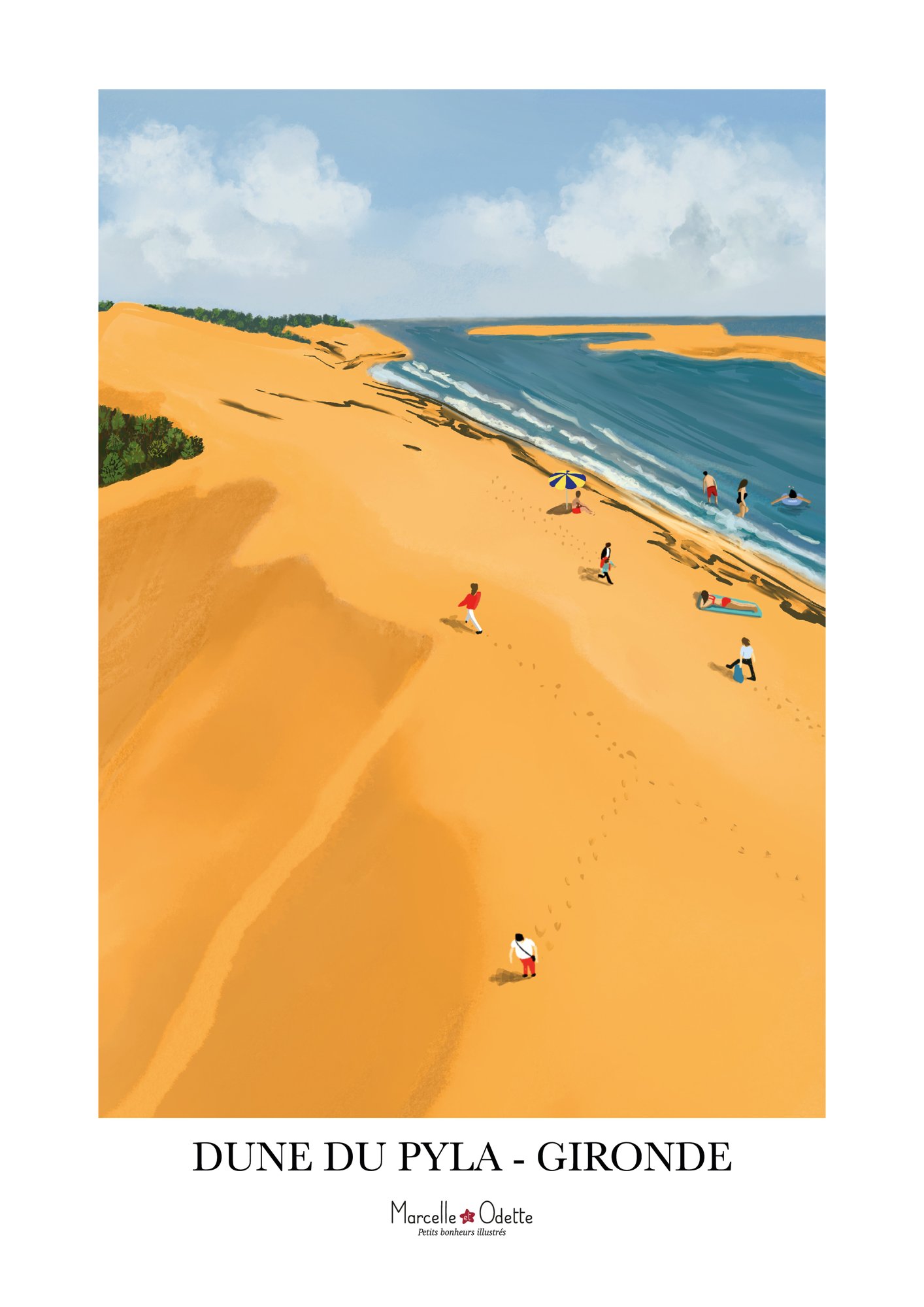 Affiche paysage contemporain "Dune du Pyla" , Gironde, Nouvelle-Aquitaine, France