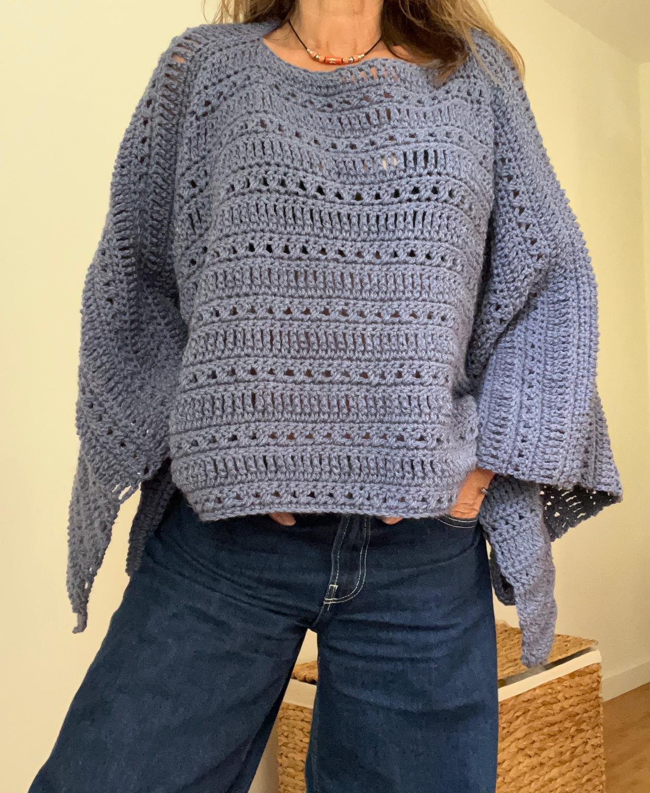 poncho bohème large du 36 au 46 réalisé au crochet en acrylique