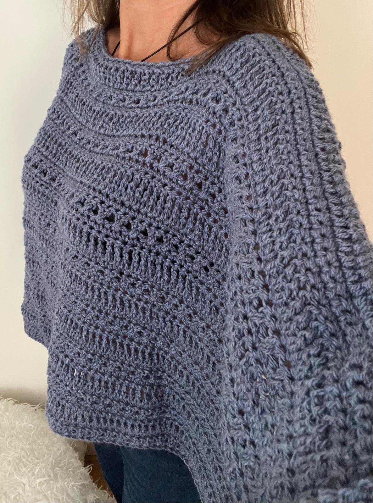 poncho bohème large du 36 au 46 réalisé au crochet en acrylique