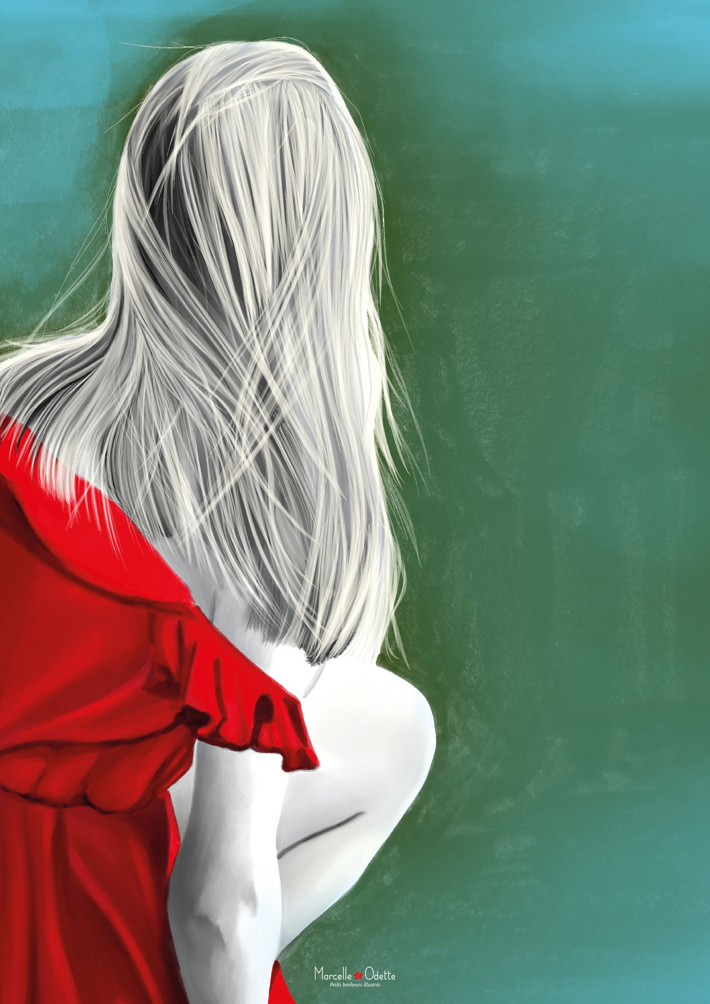 Affiche style contemporain "Femme à la robe rouge"