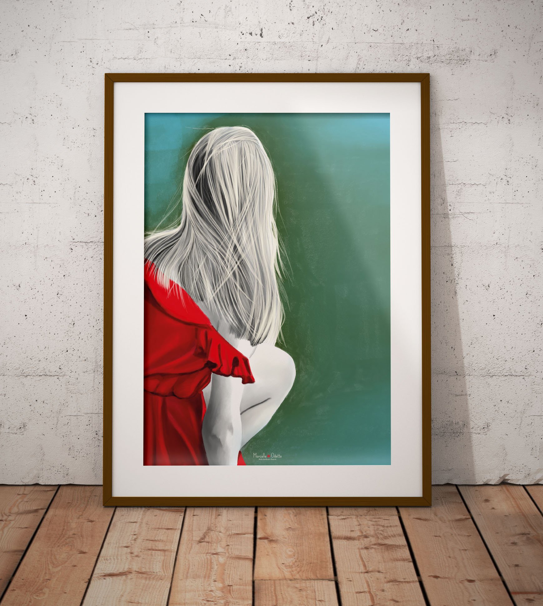 Affiche style contemporain "Femme à la robe rouge"