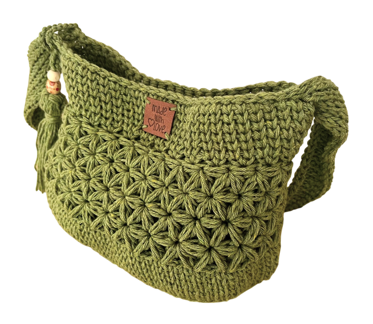 sac bohème au crochet, sac bandoulière, sac à main en coton, sac tendance vert