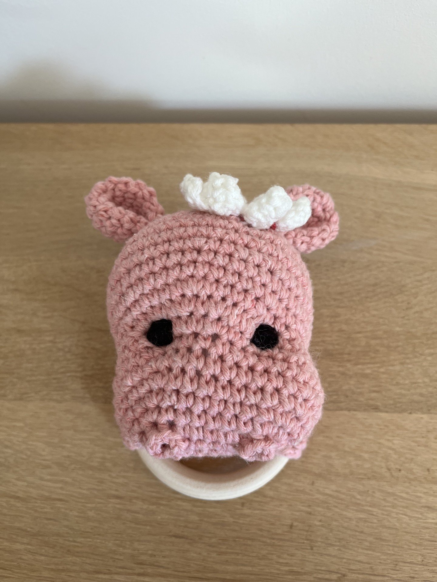 jouet anneau de dentition Hippopotame hochet bébé cadeau de naissance au crochet anneau en bois