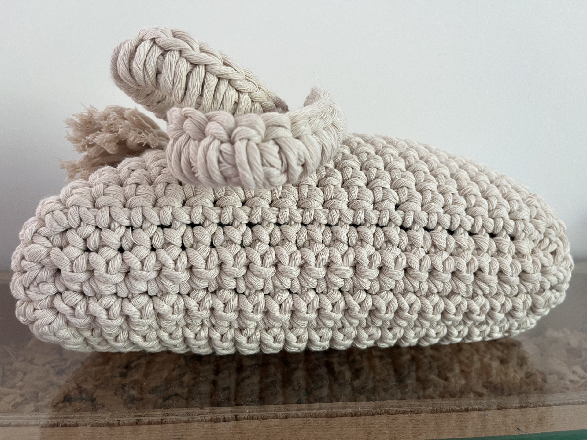 sac fourre tout, sac cabas, sac de plage, sac porté épaules au crochet en gros fil de macramé