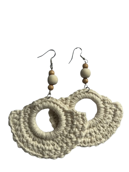 boucles d'oreilles bohème au crochet perles bois