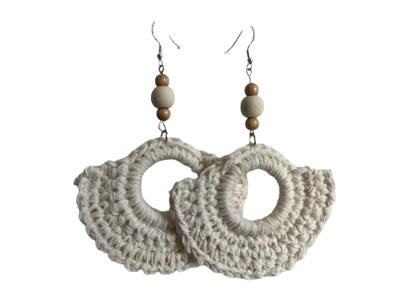 boucles d'oreilles bohème au crochet perles bois